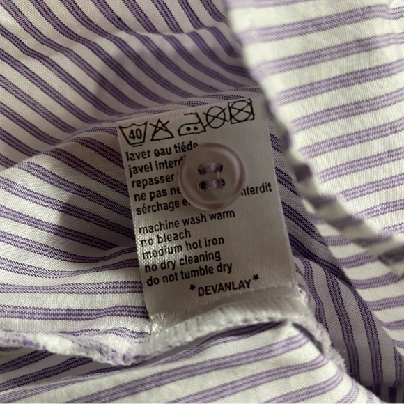 Lacoste Purple White Stripe Button Down Top - Picture 6 of 6